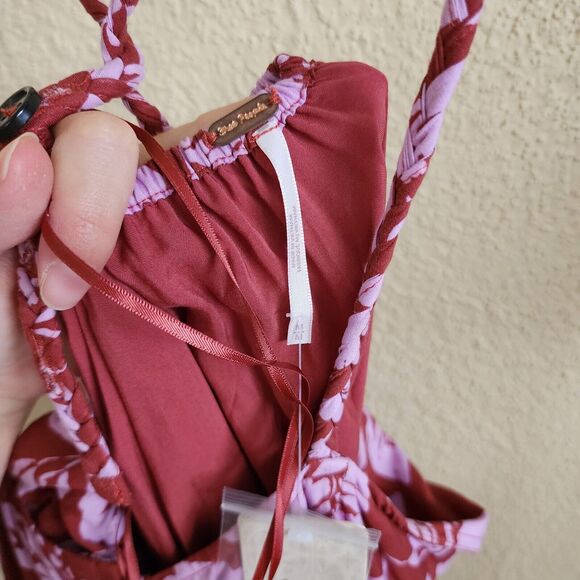 Free People The Perfect Sundress in Watermelon Combo Floral Maxi Red NWT SIZE M - Picture 5 of 13